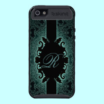 Moda verde sofisticada del monograma del vintage funda skinit