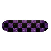Modelo a cuadros púrpura y negro del brillo patines personalizados