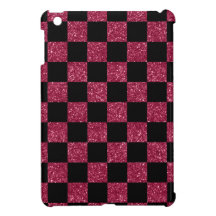 Modelo a cuadros rosado y negro del brillo iPad mini carcasa