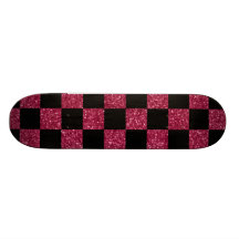 Modelo a cuadros rosado y negro del brillo tablas de skate