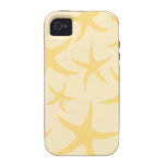 Modelo amarillo de las estrellas de mar vibe iPhone 4 fundas