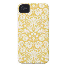 Modelo amarillo del damasco Case-Mate iPhone 4 fundas