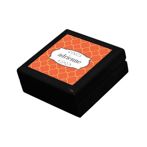 Modelo anaranjado de la hoja del trébol del quatre cajas de recuerdo