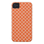 Modelo anaranjado de Quatrefoil de la mandarina iPhone 4 Protectores