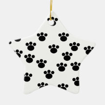 Modelo animal de la impresión de la pata. Blanco y Adornos De Navidad
