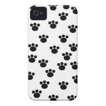 Modelo animal de la impresión de la pata. Blanco y Case-Mate iPhone 4 Funda