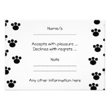 Modelo animal de la impresión de la pata. Blanco y Invitación Personalizada