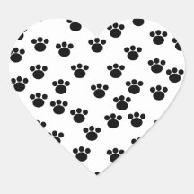 Modelo animal de la impresión de la pata. Blanco y Calcomanía De Corazón