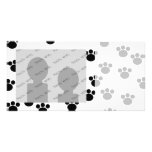 Modelo animal de la impresión de la pata. Blanco y Tarjetas Fotograficas Personalizadas