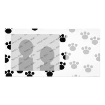 Modelo animal de la impresión de la pata. Blanco y Tarjetas Fotograficas Personalizadas