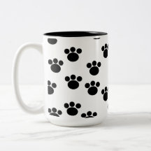 Modelo animal de la impresión de la pata. Blanco y Taza
