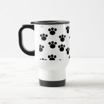 Modelo animal de la impresión de la pata. Blanco y Tazas De Café