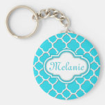 Modelo azul brillante del enrejado de Quatrefoil Llavero Personalizado