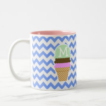 Modelo azul de Chevron; Cono de helado Tazas