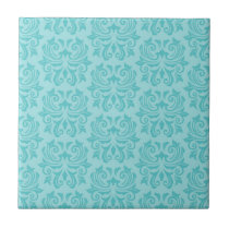 Modelo azul del damasco de la aguamarina adornada  azulejos