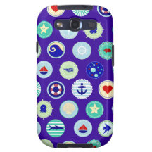 Modelo azul del marinero del mar náutico samsung galaxy s3 funda