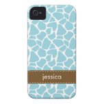 Modelo azul elegante de la jirafa Case-Mate iPhone 4 protectores