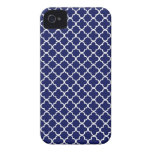 Modelo azul marino de Quatrefoil iPhone 4 Carcasas