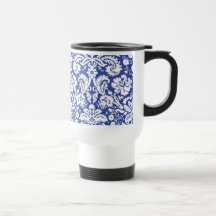Modelo azul marino del damasco tazas