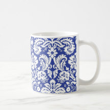 Modelo azul marino del damasco tazas