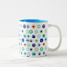 Modelo azul náutico del marinero taza de café