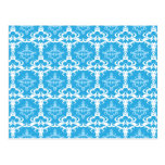 Modelo azul y blanco del damasco tarjeta postal