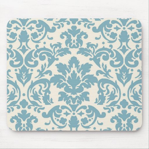 modelo azul y poner crema del flourish del damasco tapetes de ratón