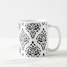 Modelo barroco frondoso B&W II del damasco Taza De Café