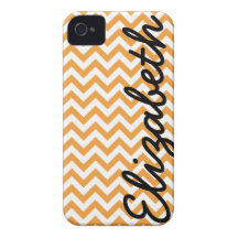 Modelo blanco anaranjado de Chevron iPhone 4 Protectores