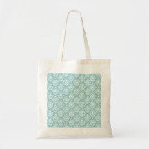 Modelo blanco azul claro 1 del damasco del vintage bolsa