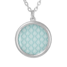 Modelo blanco azul claro 1 del damasco del vintage joyeria