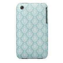 Modelo blanco azul claro 1 del damasco del vintage Case-Mate iPhone 3 funda