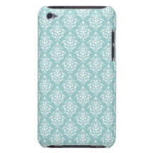 Modelo blanco azul claro 1 del damasco del vintage barely there iPod coberturas