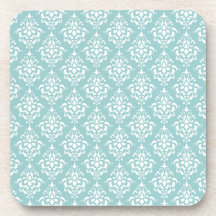 Modelo blanco azul claro 1 del damasco del vintage posavasos de bebida