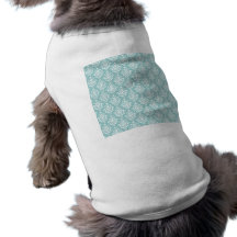 Modelo blanco azul claro 1 del damasco del vintage camiseta de perrito