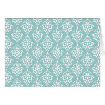 Modelo blanco azul claro 1 del damasco del vintage tarjetas