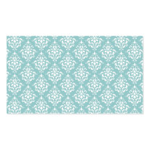 Modelo blanco azul claro 1 del damasco del vintage plantillas de tarjeta de negocio