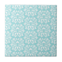 Modelo blanco azul del damasco de la aguamarina pá azulejos