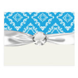 modelo blanco azul del damasco del diamante tarjetas postales