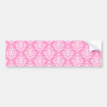 Modelo blanco rosado 1 del damasco del vintage etiqueta de parachoque
