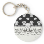 modelo blanco y negro del damasco del flourish llaveros
