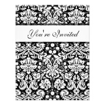 Modelo blanco y negro del damasco invitación