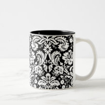 Modelo blanco y negro del damasco tazas de café