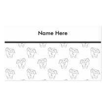 Modelo blanco y negro del elefante plantilla de tarjeta personal