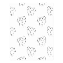 Modelo blanco y negro del elefante tarjetas postales
