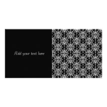 Modelo blanco y negro lindo del damasco tarjeta con foto personalizada