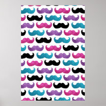 Modelo bling colorido del bigote (falso brillo) poster