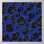 Modelo color de rosa negro, en azul profundo posters