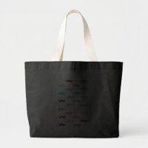 Modelo colorido del bigote del arco iris en negro bolsa de mano