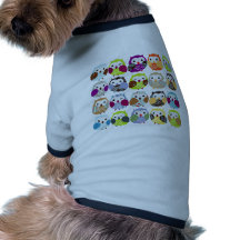 Modelo colorido del búho camiseta de perro